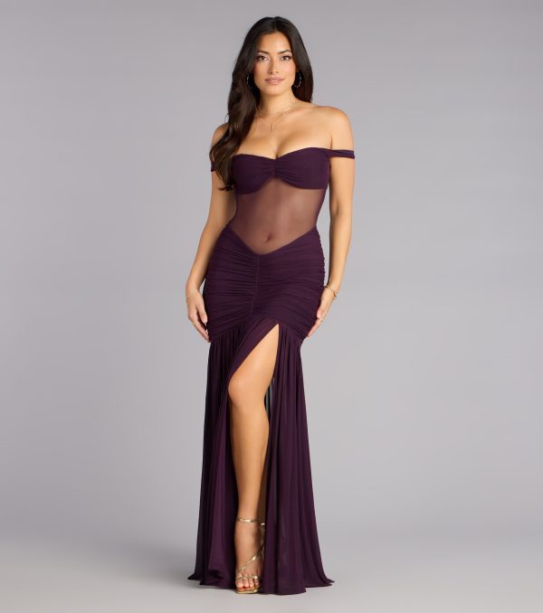 Eliza Sheer Mesh Off-The-Shoulder Mermaid Dress - Image 2