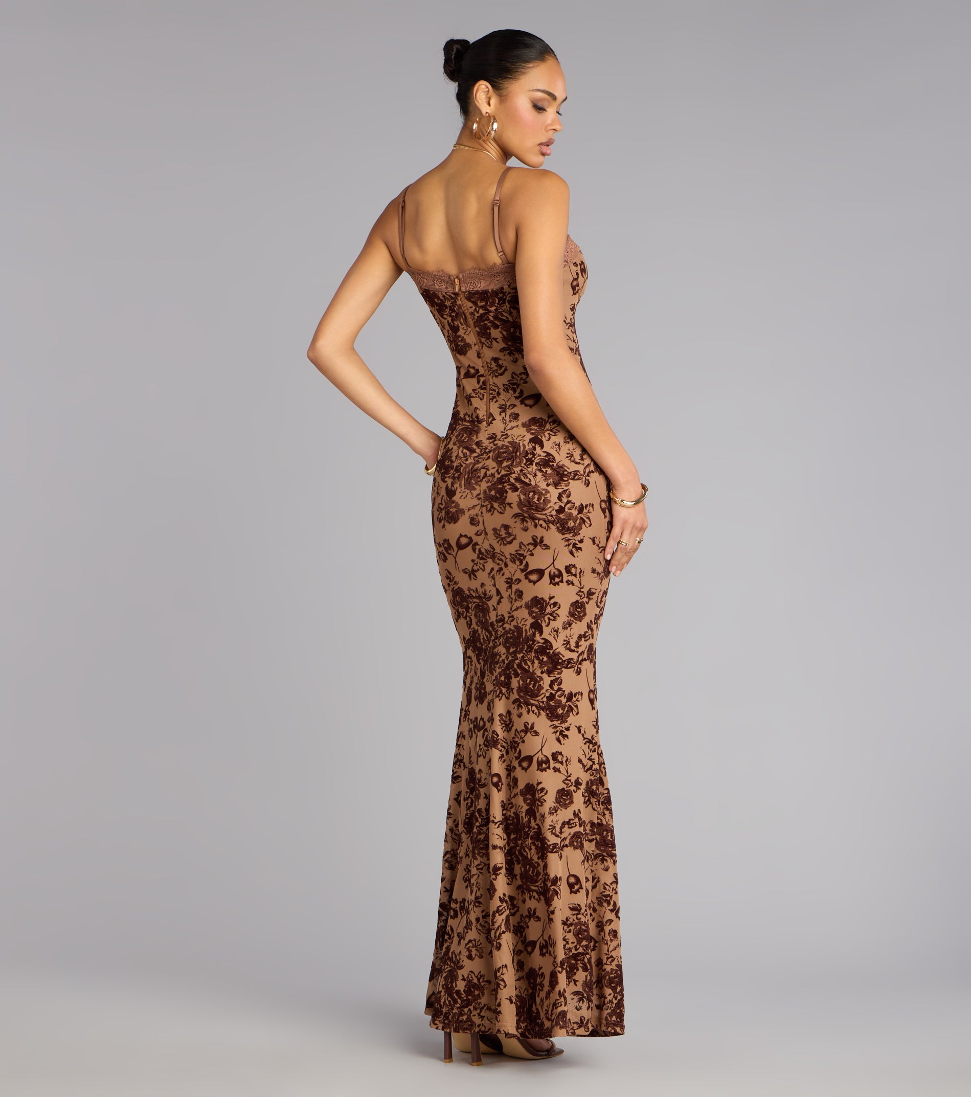Kensley Flocked Velvet Mermaid Formal Dress - Image 2