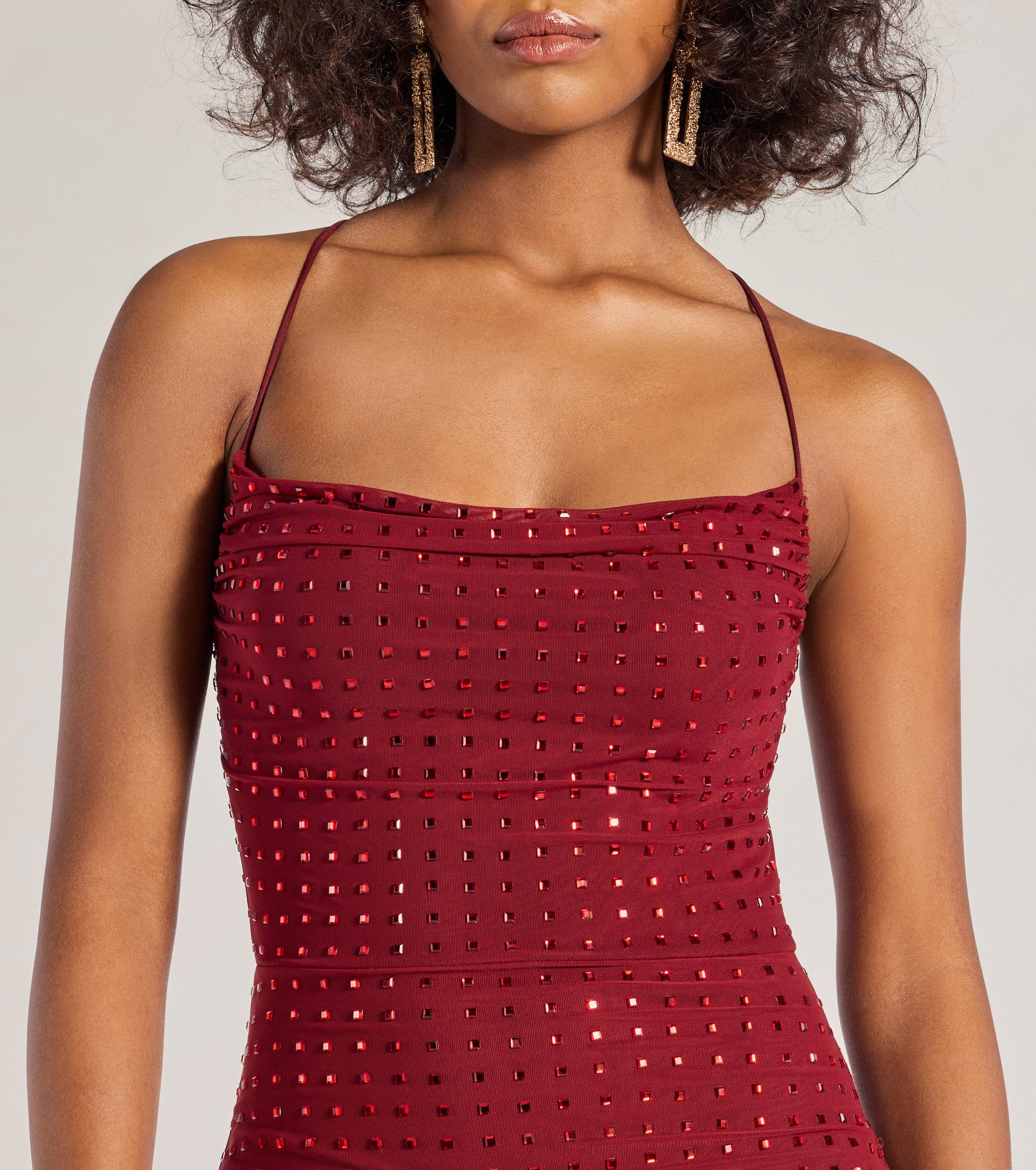 Glam Babe Rhinestone Mesh Strappy Back Mini Dress - Image 4