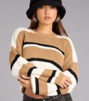 This taupe piece brings trend-right energy to the Laidback Cutie Striped Knit Sweater, perfect for fall outfits that stand out.