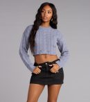 This dark denim wash piece brings trend-right energy to the Falling for Knits Crop Sweater, perfect for fall outfits that stand out.