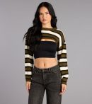 Trendy women’s tops in 0, like the Coffee Run Striped Sweater Topper, bring effortless style for fall layering, lounging, or going out.