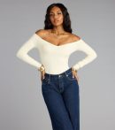 This piece brings trend-right energy to the Effortless Chic Knit Off-The-Shoulder Long Sleeve Bodysuit, perfect for fall outfits that stand out.