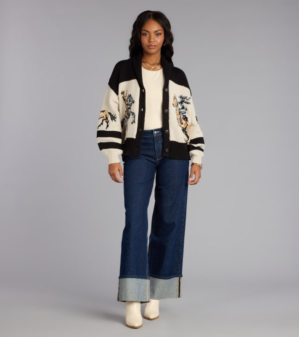 This piece brings trend-right energy to the Giddy Up Knit Horse Cardigan, perfect for fall outfits that stand out.