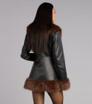 City Luxe Faux Fur Trim Trench Coat