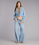 This light blue piece brings trend-right energy to the Ice Queen Removable Faux Fur Denim Jacket, perfect for fall outfits that stand out.