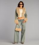 This piece brings trend-right energy to the Scene Stealer Faux Fur Crop Denim Jacket, perfect for fall outfits that stand out.