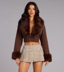 This brown piece brings trend-right energy to the Ice Queen Removable Faux Fur Denim Jacket, perfect for fall outfits that stand out.