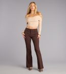 This brown piece brings trend-right energy to the Sleek Polish High-Rise Flare Trouser Pants, perfect for fall outfits that stand out.