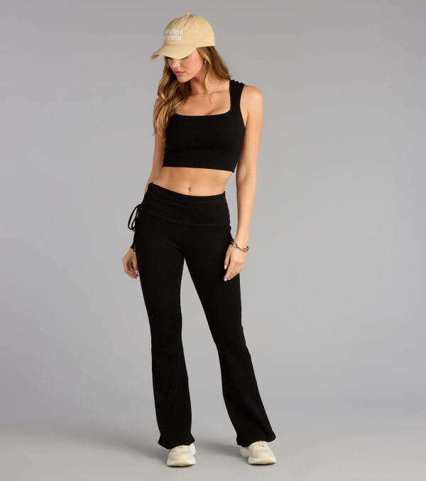 Make a fall statement in e24de31a-6154-4226-bea3 tones that highlight the Lounge Goals Rib Knit Flare Pants as a must-have among fall bottoms for women.