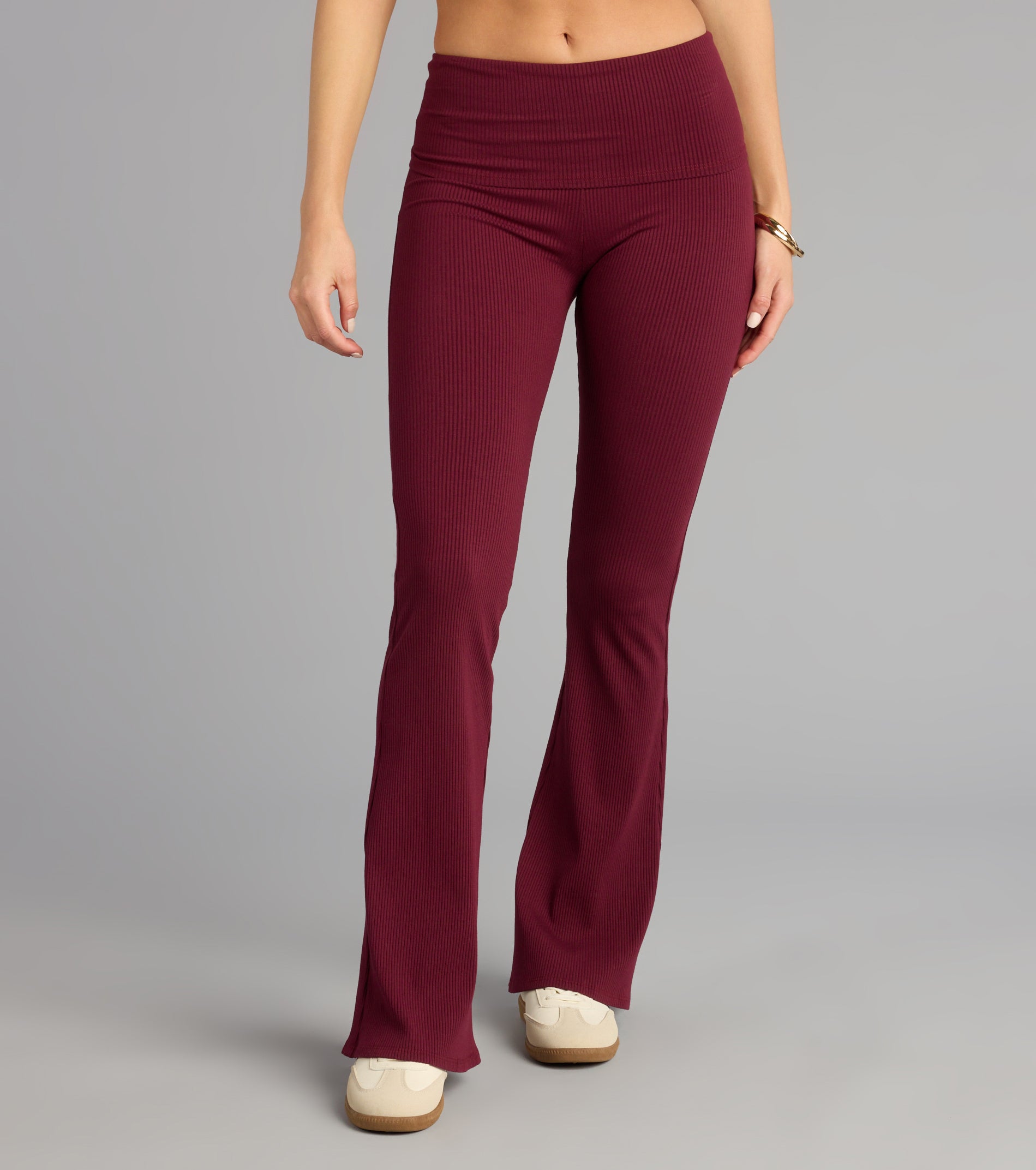 Make a fall statement in the Chill Time Rib Knit Flare Pants, a closet must-have among fall bottoms for women.