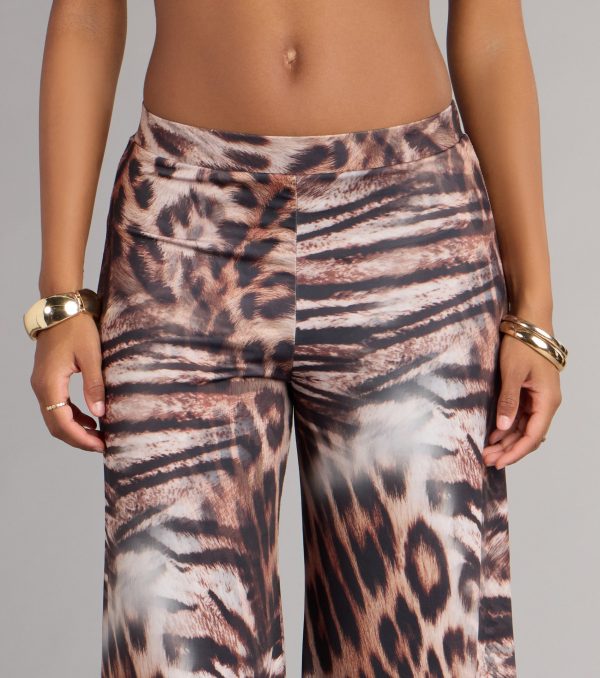 Style up your rotation with the Wild Side Leopard Wide-Leg Pants, trendy pants made to anchor every outfit with attitude and ease.
